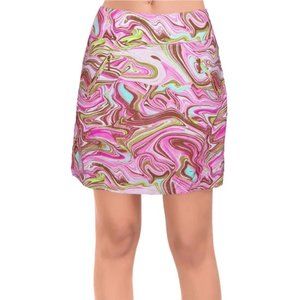 Women's Jamie Sadock 17.5" Pull On Golf Skort Size 14 Whirl Marbled Angel NEW